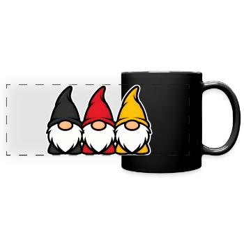Deutschland Gartenzwerge Trio Schwarz Rot Gold - Panorama-Tasse farbig - Schwarz - Vorne