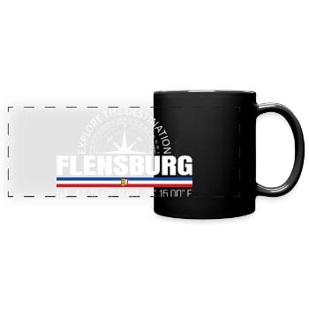 Flensburg - Panorama-Tasse farbig - Schwarz - Vorne