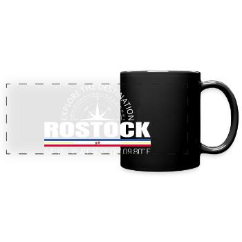 Rostock - Panorama-Tasse farbig - Schwarz - Vorne