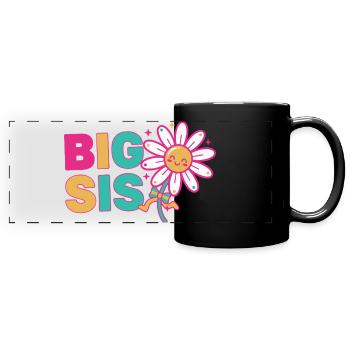 Gender Reveal BIG SIS Big Sister Baby Shower - Full Colour Panoramic Mug - black - Front
