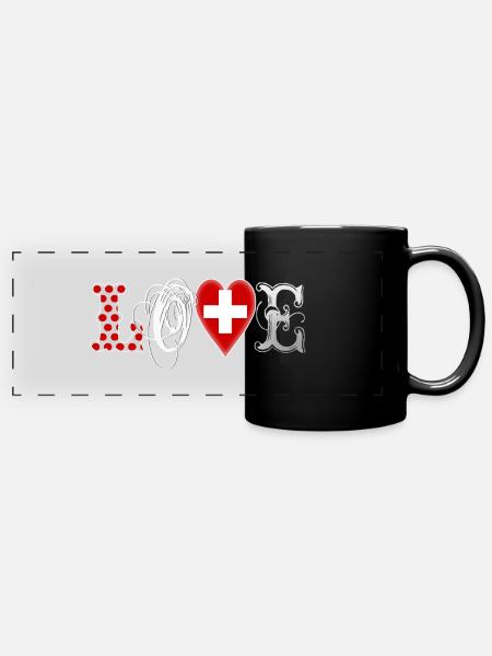 Love Suisse White - Panorama-Tasse farbig - Schwarz