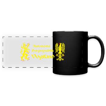 Vogtland autonom Bergrepublik Löwe Greif Sachsen - Panorama-Tasse farbig - Schwarz - Vorne