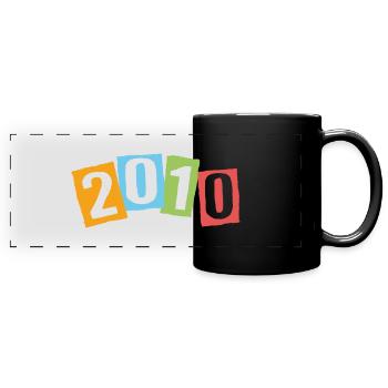 Born in 2010 – Birthday with big colorful numbers - Full Colour Panoramic Mug - black - Front