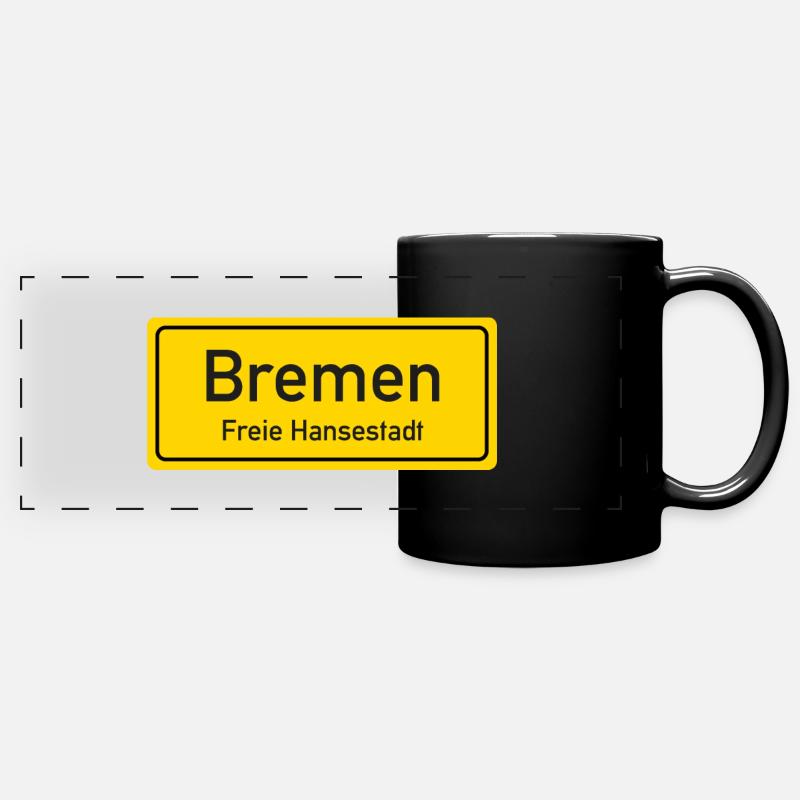 Bremen place name sign Germany - Full Colour Panoramic Mug - black