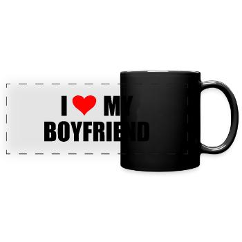 i love my My Boyfriend - Mug panoramique uni - noir - Devant