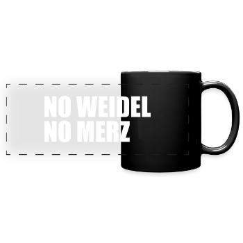 No weidel no merz - Panorama-Tasse farbig - Schwarz - Vorne