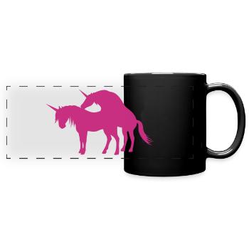 Unicorns Make Love - Full Colour Panoramic Mug - black - Front