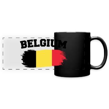 Vintage Belgian Flag Retro Belgian - Full Colour Panoramic Mug - black - Front