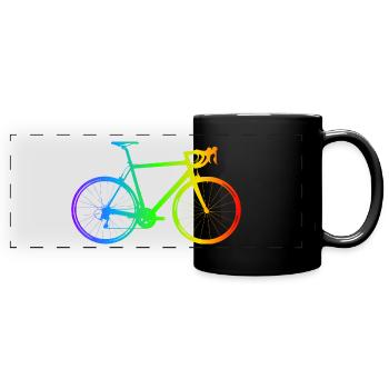 farbenfrohes Fahrrad - Panorama-Tasse farbig - Schwarz - Vorne