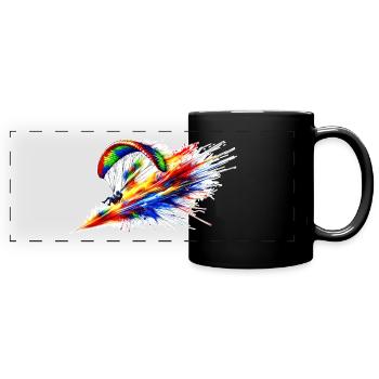 Paragleiter - Farbsplash - Panorama-Tasse farbig - Schwarz - Vorne