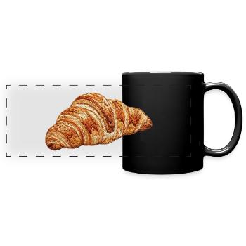 Croissant in embroidered look (printed) - Full Colour Panoramic Mug - black - Front