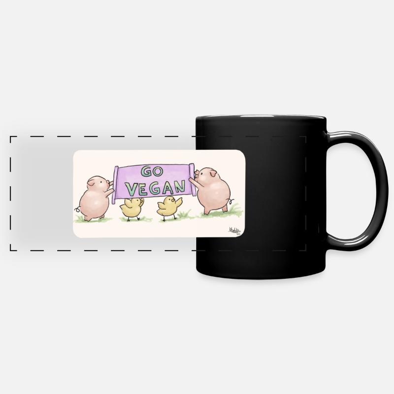 Devenez végétalien - Mug panoramique uni - noir