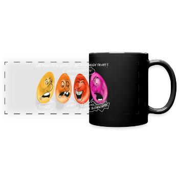Ostereier - Panorama-Tasse farbig - Schwarz - Vorne
