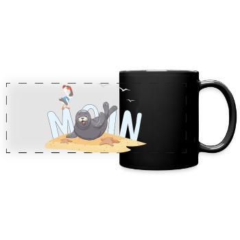 Moin Seal Seagull Beach - Full Colour Panoramic Mug - black - Front