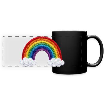 Rainbow in embroidered look (printed) - Full Colour Panoramic Mug - black - Front