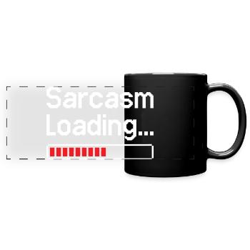 Sarkasmus Ladestatus - Panorama-Tasse farbig - Schwarz - Vorne