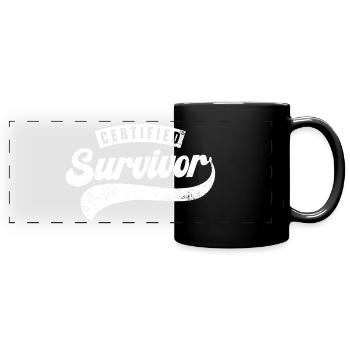 Zertifizierter Überlebender - Panorama-Tasse farbig - Schwarz - Vorne