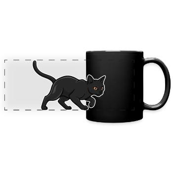 Black Cat Silhouette Panther Hunter Vintage - Full Colour Panoramic Mug - black - Front