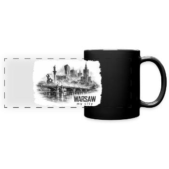 Sketch of the city of Warsaw - Full Colour Panoramic Mug - black - Front