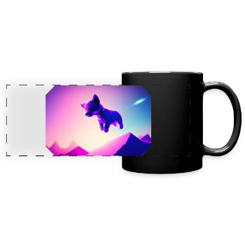 Puppy and the Sythwave Desert - Full Colour Panoramic Mug - black - Front