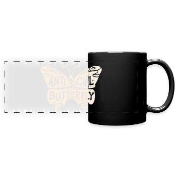 Anti social butterfly - Full Colour Panoramic Mug - black - Front