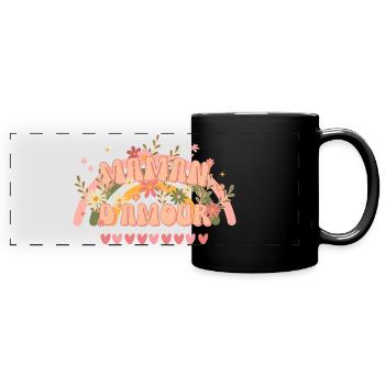 Fête des mères Maman d'amour style groovy original - Mug panoramique uni - noir - Devant