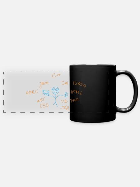 internet Begriffe - Panorama-Tasse farbig - Schwarz