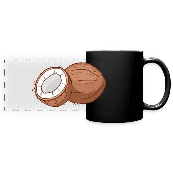 Kokospalme Kokos Kokosnusspalme Kokosnuss Kokosnuß - Panorama-Tasse farbig - Schwarz - Vorne