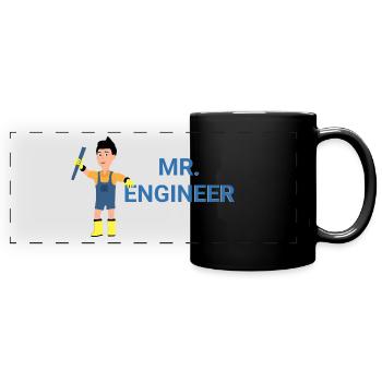 Herr Ingenieur - Panorama-Tasse farbig - Schwarz - Vorne