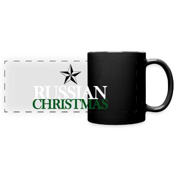 Russian Christmas Lettering - Full Colour Panoramic Mug - black - Front
