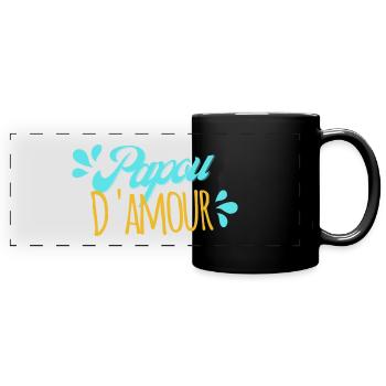 Homme Cadeau Papa Papou D'amour cadeau Papy - Mug panoramique uni - noir - Devant