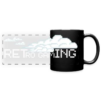 RETRO GAMING nuages pixels - Mug panoramique uni - noir - Devant
