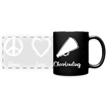Peace Love Cheerleading - Full Colour Panoramic Mug - black - Front