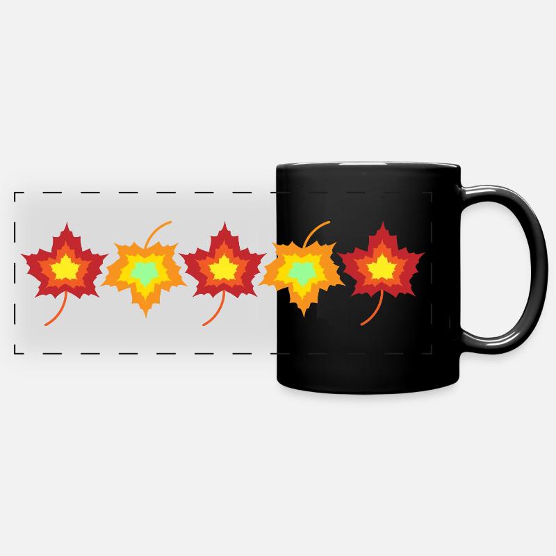 Feuilles d'érable colorées - Mug panoramique uni - noir