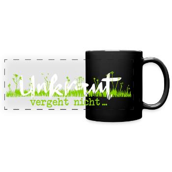 Unkraut vergeht nicht weiß/grün - Panorama-Tasse farbig - Schwarz - Vorne