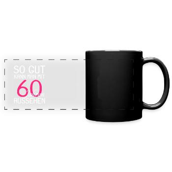 60 Geburtstag - Panorama-Tasse farbig - Schwarz - Vorne