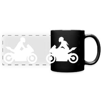 Bikercouple Pair of Pairs Motorcycle Super Sports Cars - Full Colour Panoramic Mug - black - Front