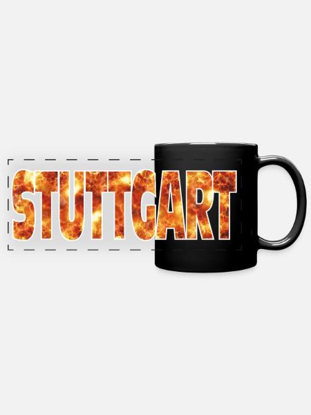 Stuttgart - Panorama-Tasse farbig - Schwarz