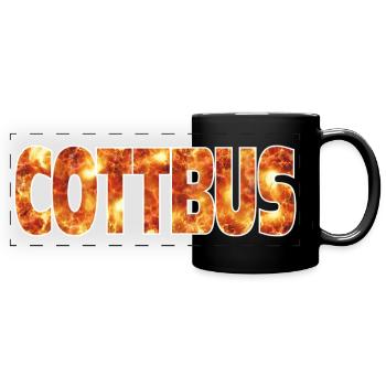 Cottbus - Panorama-Tasse farbig - Schwarz - Vorne