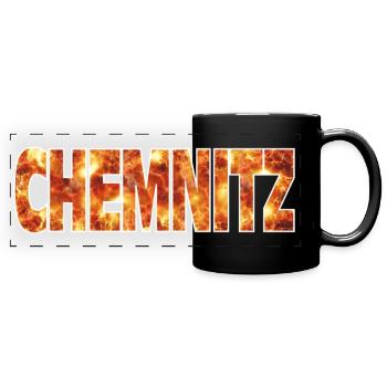 Chemnitz - Panorama-Tasse farbig - Schwarz - Vorne
