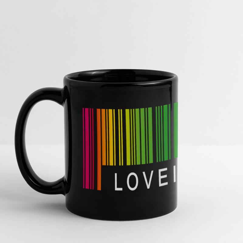 Love Is Love Barcode Regenbogen Panorama-Tasse farbig