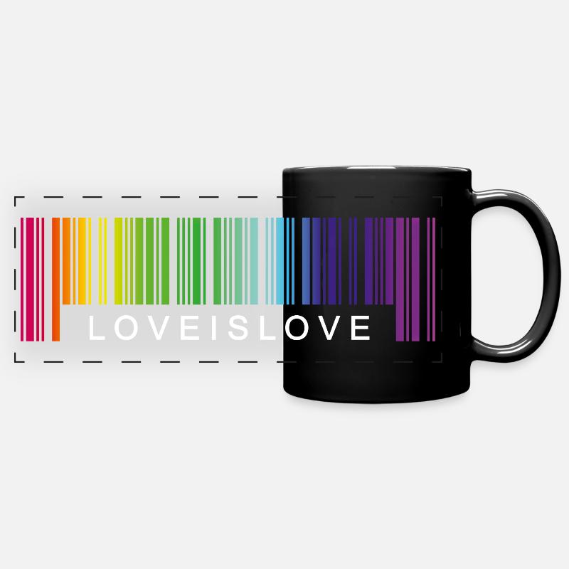 Love Is Love Barcode Regenbogen - Panorama-Tasse farbig - Schwarz