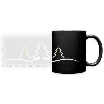 Sapins avec des étoiles dorées - Mug panoramique uni - noir - Devant