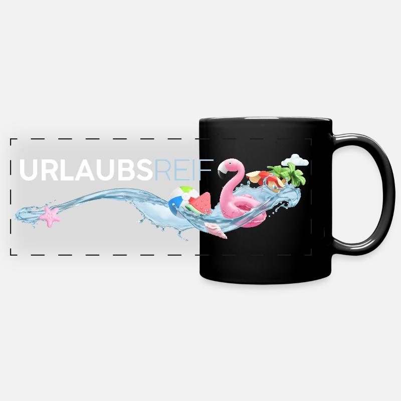 Urlaubsreif - Panorama-Tasse farbig - Schwarz