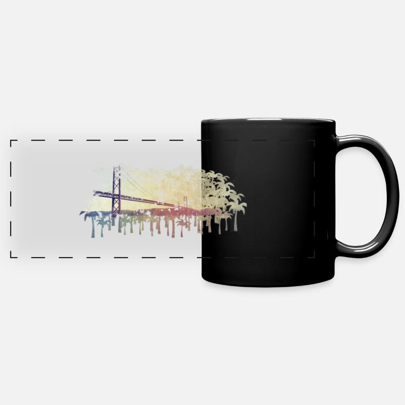 | Almada Bridge Palms | - Full Colour Panoramic Mug - black