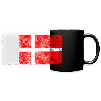 Drapeau du Danemark Vintage - Mug panoramique uni - noir - Devant
