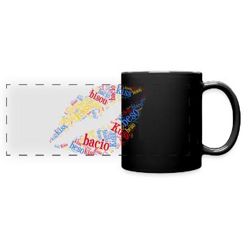 Kiss Kiss Kuss Bisou Beso Word Cloud T-Shirt - Full Colour Panoramic Mug - black - Front