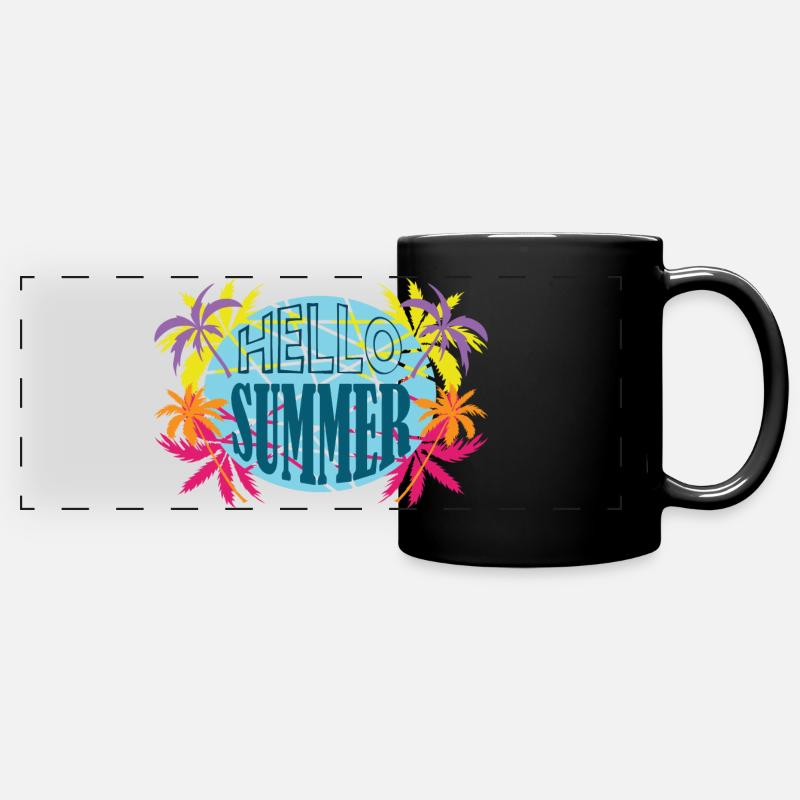 HELLO SUMMER MIT PALMEN - Panorama-Tasse farbig - Schwarz