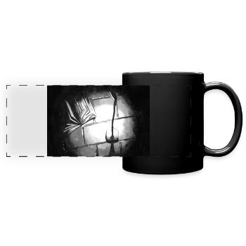 Livre éclairé dans le noir - Mug panoramique uni - noir - Devant
