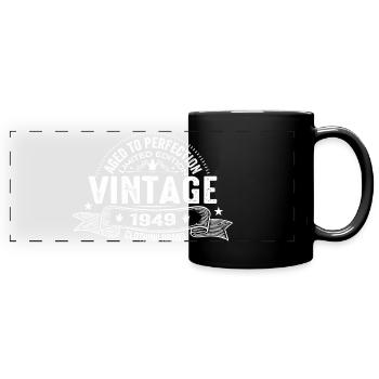 Millésime 1949 - Cadeau d’anniversaire Millésime 1949 - Mug panoramique uni - noir - Devant